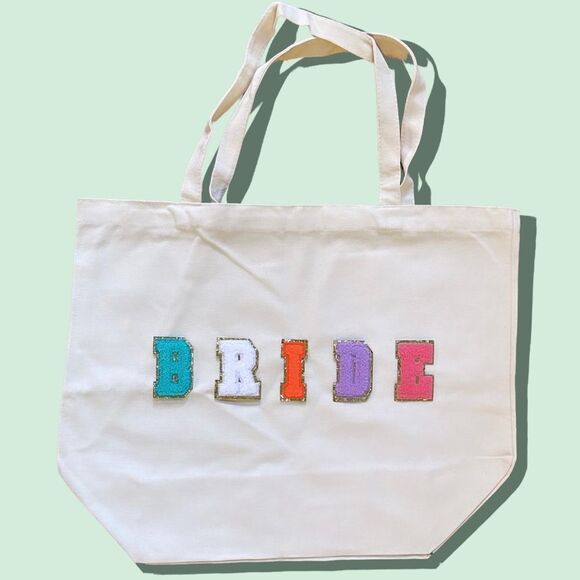 NWT Wool + Pepper Co. BRIDE Varsity Letters Tote Bag - Picture 1 of 3